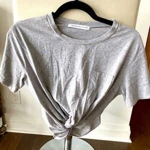 Seven Sisters gray crop top with twist. Size S